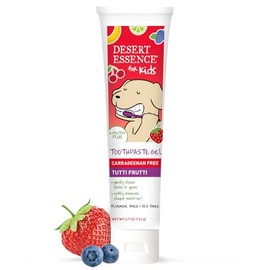 Desert Essence Fluoride-Free Toothpaste Gel for Kids - Tutti Frutti Flavor - Safe for Toddlers and Babies - Gluten-Free, SLS-Free, Non-Fluoride - Safe