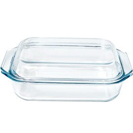 Small 1.4-QT Tempered Glass Casserole Dish with Lid, Rectangular Clear Glass Casserole Bakeware with Glass Lid