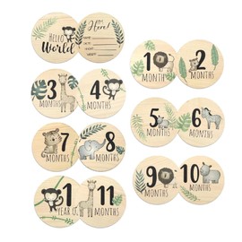 ExcellaElite Milestone Baby Cards 7 PCS,Baby Monthly Milestone Cards Wooden,Double-Sided Baby Milestone for New Parents Gift Set,Baby Months Cards for Baby Photos, Nursery Decor Baby Shower Gifts