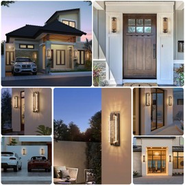 camuucci Dusk to Dawn Outdoor Light,15.7 Inches LED Porch Lights Outdoor Waterproof Modern Outside Sconce Wall Mount for Doorway Hallway Porch Patio Yard Doorway Bronze