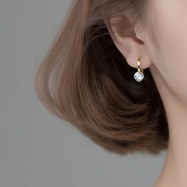 Allereya Vintage Crystal Dangle Earrings Rhinestone Drop Earrings Gold Cz Dot Hoop Earrings Sparkly Rhinestone Huggie Hoop Earrings Jewelry for Women and Girls (Gold)