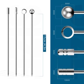 40 palillos de cóctel de acero inoxidable, palillos de Martini, reutilizables, de metal, para cócteles, aceitunas, aperitivos, Bloody Mary Brandied
