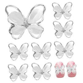 WOONEKY 10pcs Rhinestone Butterfly Nail Art Charms Manicure Accessories for Elegant Nails for Vacations Special Occasions Creative Design Parts