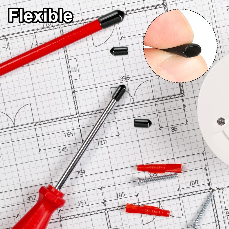 PATIKIL 4MM Vinyl Rubber End Caps, 150 Pack Flexible Bolt