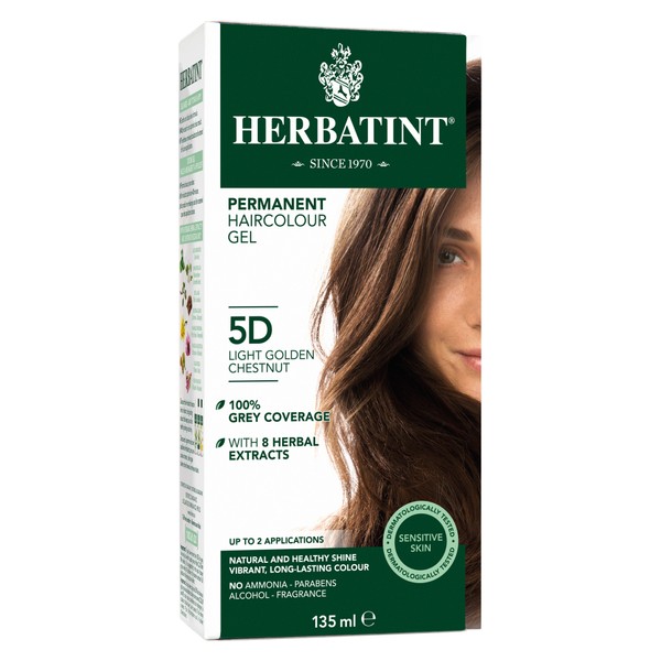 Herbatint Permanent Hair Colour Gel Light Golden Chestnut 5D 135mL