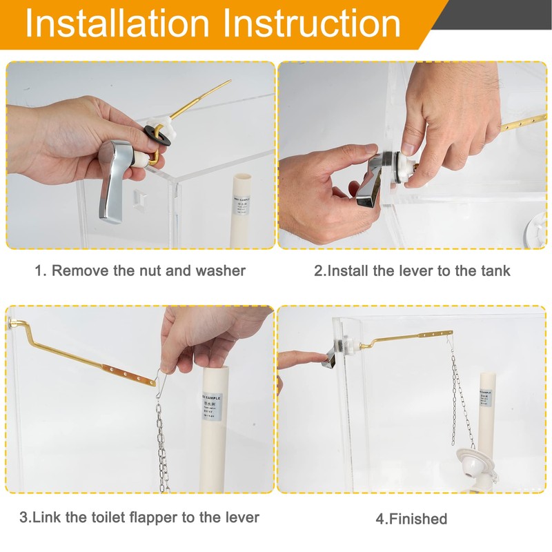 Hibbent Universal Metal Side Mount Toilet Handle Replacement Kit, Brass
