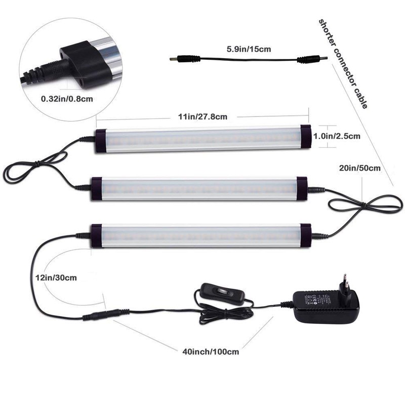 AIBOO Under-Unit Light Kitchen LED Dimmable with Cable Pack of
