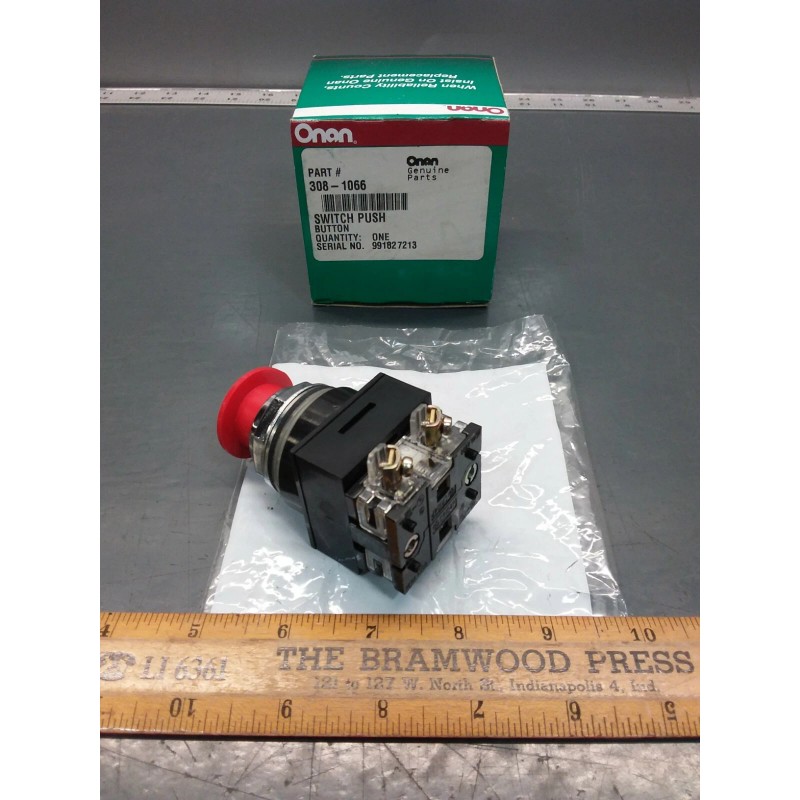 Onan 308-1066, GE CR104PXF11 Push Emergency Stop Switch. Generator, Industrial
