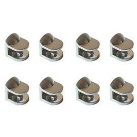 Wall Mounted Adjustable Shelf Brackets Shelf Clips Metal Clamps Holder Brushed Nickel for 6-10mm Glass Acrylic Wood (Set of 8)