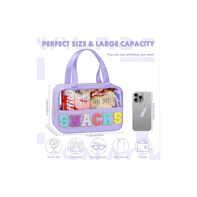 TESAFNG - Bolsa transparente de chenilla, con asas de PVC