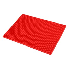PATIKIL 16" x 12" x 0.4" PVC Bar Mat, Non-Slip Bar Service Cup Mat Countertop Spill Mat for Kitchen Restaurant Bar KTV Counter Barber Station Mat for Hair Salon, Red