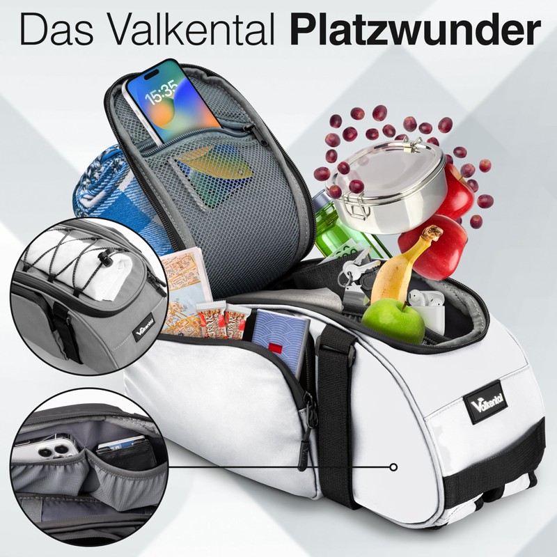 Valkental - 3-in-1 Bicycle Bag for Pannier Rack - 10L
