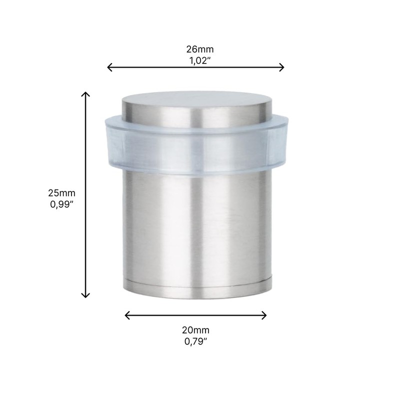 EVI Herrajes | Pack 2 Doorstops | 20x25mm | Threaded