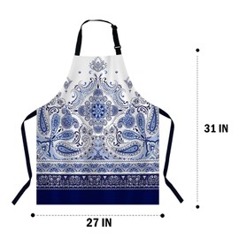 Xuwenz Paisley Pattern Apron Adjustable Neck Bib Apron for Men Women,Suitable for Kitchen Cooking Waitress Chef Apron