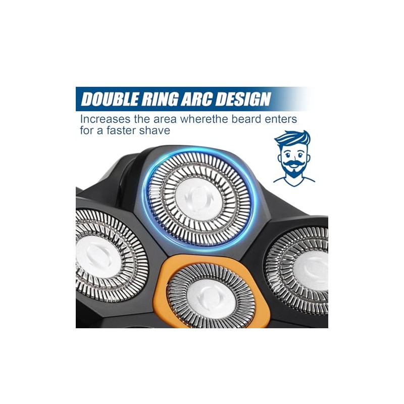 2pcs Magnetic 6 Blade Head Shaver Replacement Heads for Doao