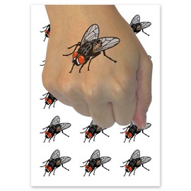 Realistic Housefly Fly Bug Insect Pest Temporary Tattoo Water Resistant Fake Body Art Set Collection - 15 2" Tattoos (1 Sheet)
