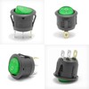 12-Pack Rocker Toggle Switch with Green Light, ON/Off SPST 3Pin