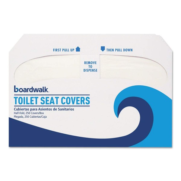 Boardwalk BWK-5000B 14.17 in. x 16.73 in. Premium Half-Fold Toilet Seat Covers - White (5000/Carton)
