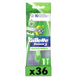 Gillette Gillette Sensor3 Sensitive Men's Disposable Razor, 1 Razor - Case of 36