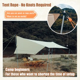 4 mm Reflective Guy Ropes Rope - 4 m Lightweight Guy Line Tent Cord with Tensioner Adjuster for Tent Tarpaulin Camping (Fluorescent Green)