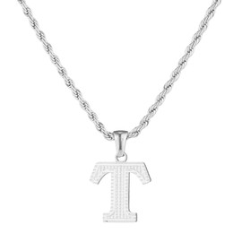 yipima Initial Necklace for Men Women 18K Gold Silver Tone Stainless Steel Capital Gothic 26 Letters Pendant with Rope Chain Necklaces