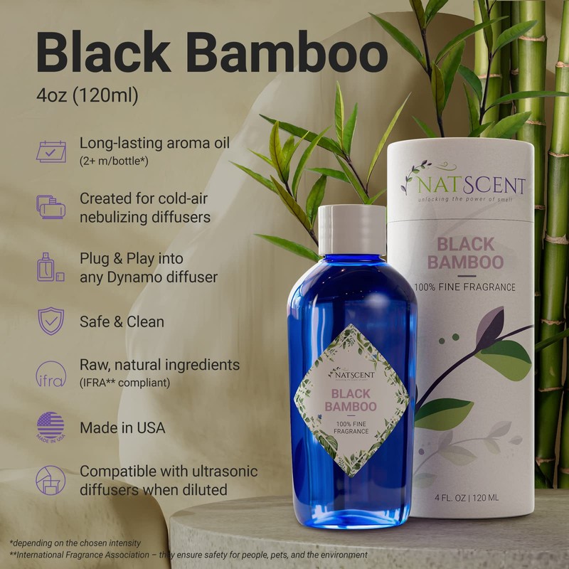 Natscent Black Bamboo Essential Oils for Diffusers for Home, Nature-derived