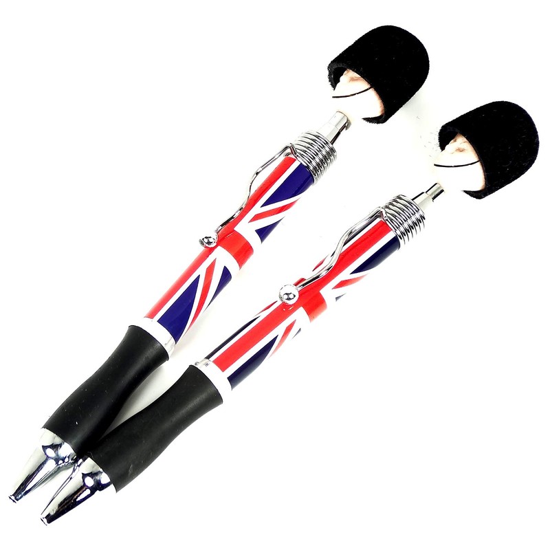 Soldier Head Pens - Set of 2 Union Jack Metal