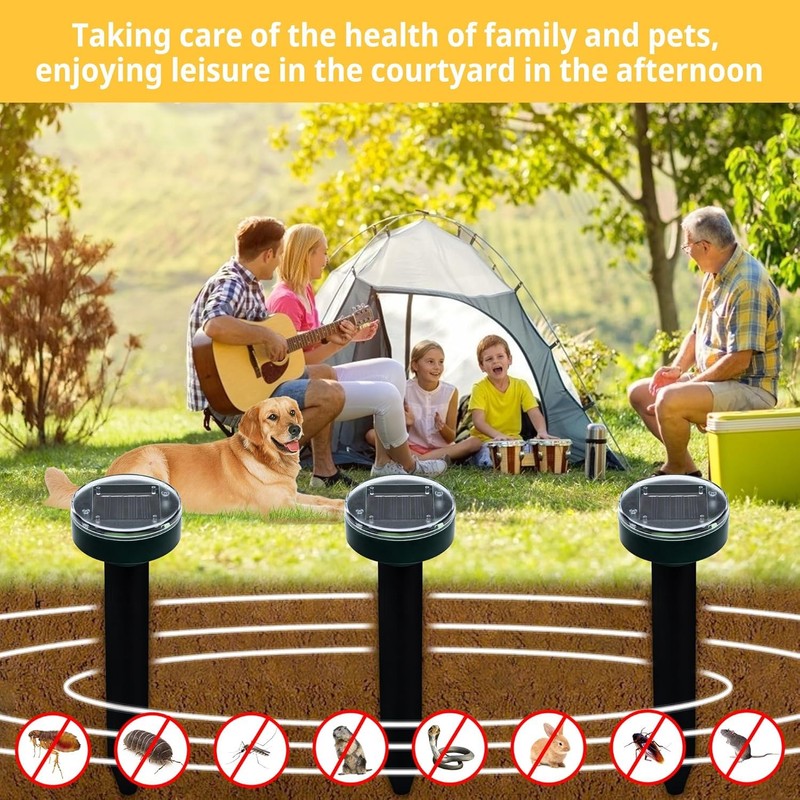 10-Pack Mole Repellent Outdoor Ultrasonic Solar Powered Waterproof for Lawns