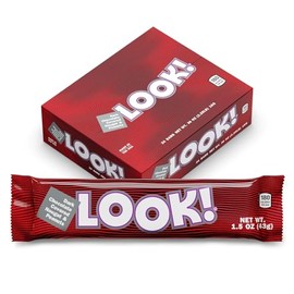 LOOK! Dark Chocolate Covered Nougat Peanuts Candy Bar 1.5 oz Each Box of 24 Classic Sweet Nutty Treat Individually Wrapped, Perfect for Snacking, Parties & Gift Baskets