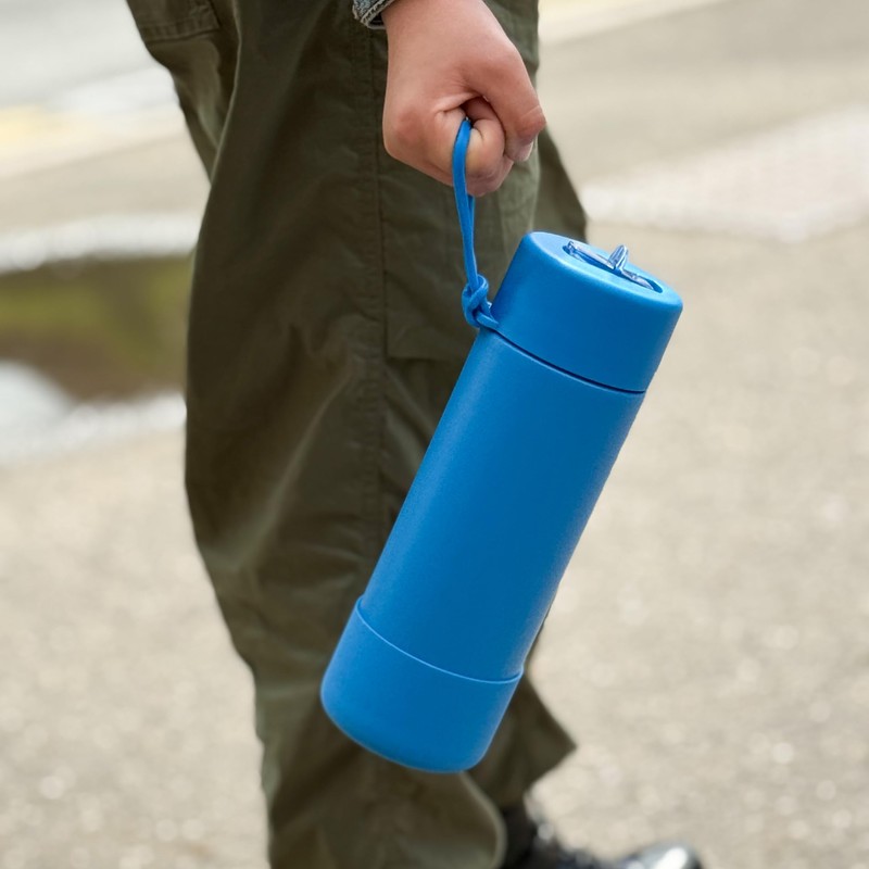 Pick Plate Stainless Steel Water Bottle with Bumper (Blue)