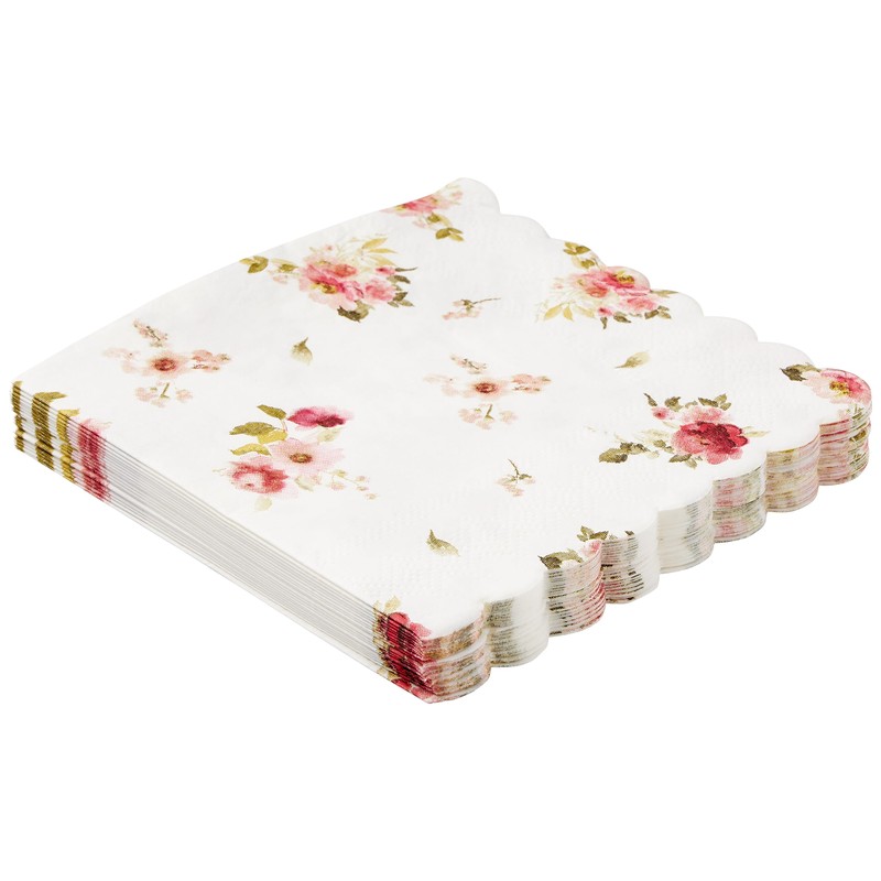 C.R. Gibson Floral Heart Beverage Napkins (TW4-25403), Small, 20 Count