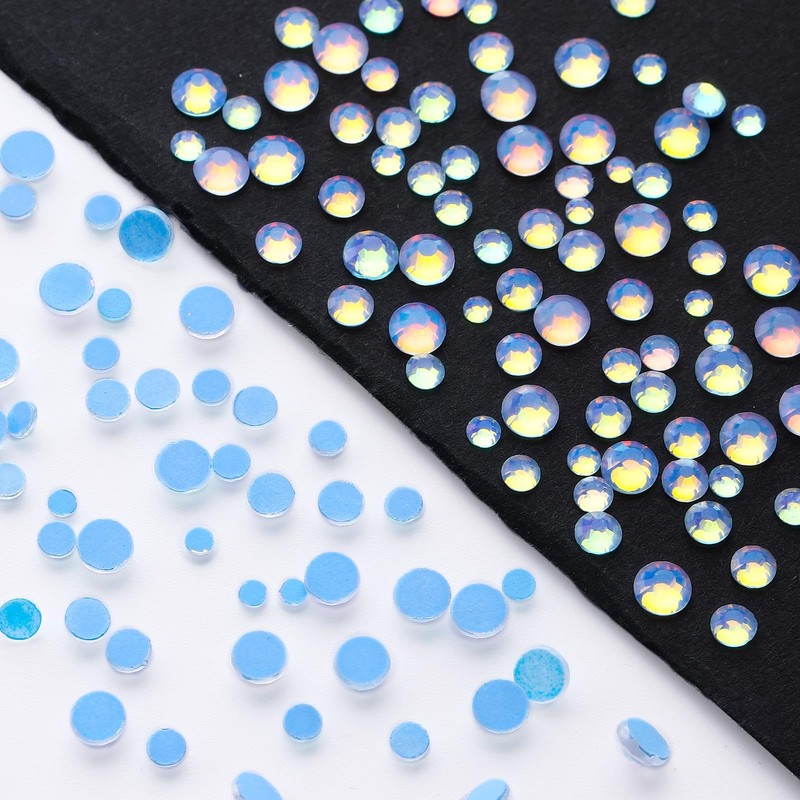 Meibite F Light Blue Flatback Rhinestones, Glass Rhinestones for Nail