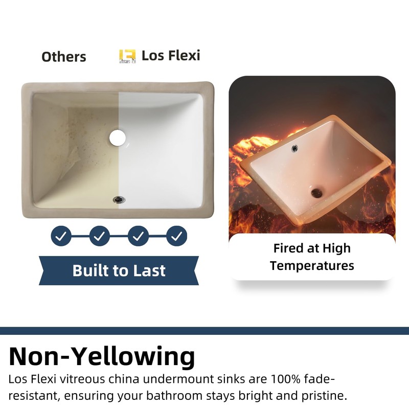 18W" x 13D" Undermount Bathroom Sink, Los Flexi Compact Rectangular