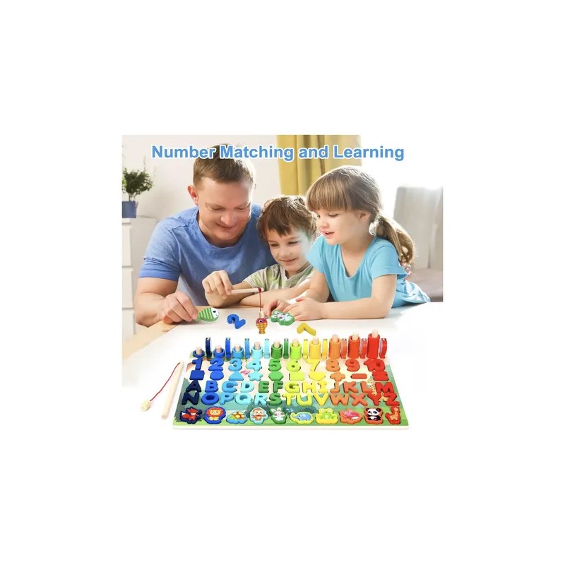 Tablero Multi-juegos De Madera Montessori Aprendizaje Pesca