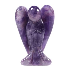 KYEYGWO Amethyst Carved Gemstone Angel Figures, Healing Crystal Guardian Angel Stone Talisman Pocket Angel Statues Peace Angel Sculpture Fengshui Ornament for Decoration Lucky Charm, 3.8 cm
