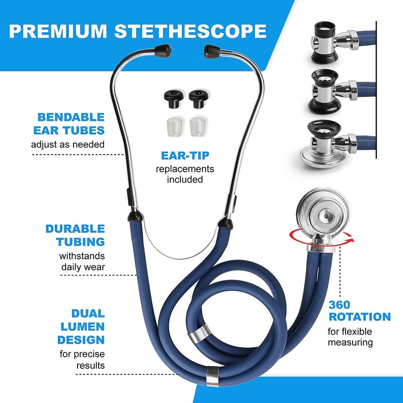 Primacare KB-9397-BL Stethoscope Case, Supplies Included, Blue with Multiple Compartments,