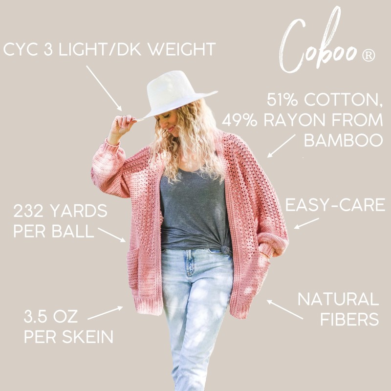 (1 Skein) Lion Brand Yarn Coboo Yarn, Mauve