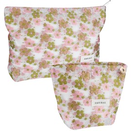 Ghope 2 Pcs Kosmetiktasche für Frauen Mädchen, Klein Kulturtasche Multifunktionaler Make up Tasche, Kulturbeutel Schminktasche Organizer für Reise Geschenk