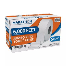 Marathon® Jumbo Roll, Toilet Paper, White, 6 Rolls/Case *FREE SHIPPING*