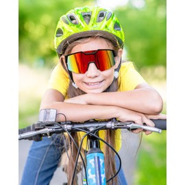 FEISEDY Teens Baseball Sunglasses Sports Cycling Glasses for Youth Polarized UV400 Boys Girls Age 8-14 B0093