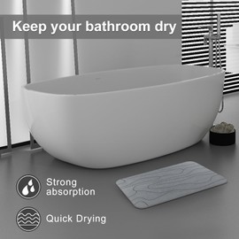 2 Pack Diatomaceous Earth Shower Mat, Stone Bath Mat, Nonslip Super Absorbent Fast-Drying Hard Bath Mat for Bathroom Shower Floor, 23.62 x 15.35 inch, Grey Pattern
