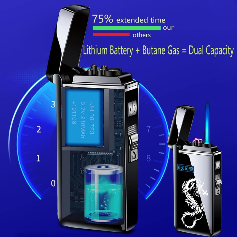 Dragon Arc Lighter - Jet Flame Torch, 2-in-1 USB Rechargeable
