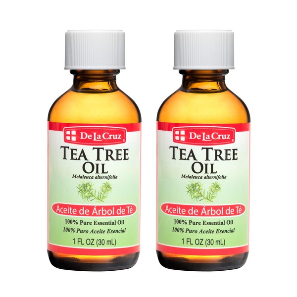 De La Cruz Australian Tea Tree Essential Oil, 100% Pure, Steam-Distilled, Bottled in USA 1 FL OZ. (2 Bottles)