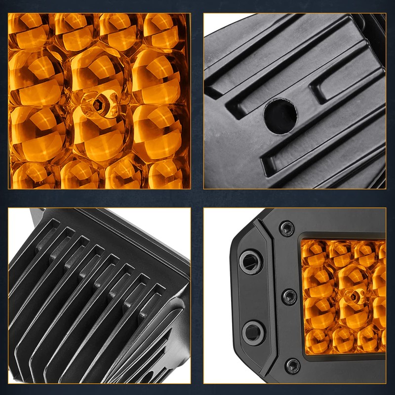 Flush Mount LED Pods Amber, Nirider 2PCS 84W Bumper Light
