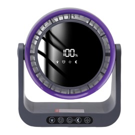 Generic Air Circulator Fan, USB Digital Display Desk Fan with Remote Control, Desktop Quiet Bladeless Portable Fan for Bedroom, Office, Kitchen, Travel (Purple Gray)