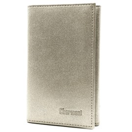 Charmoni - 3 Flaps Car Paper Cover Car License ID Card Insurance Cowhide Leather, silver, Classic