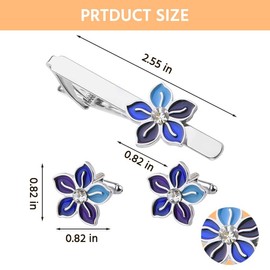 Flower Tie Clips Cufflinks for Men Tie Clip and Cufflink Set Tuxedo Shirt Studs for Men Wedding Business Birthday Father Day Gifts for Dad Husband Friends French Cuff Links