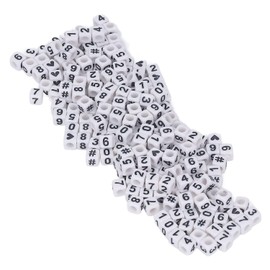 300 Piezas Cuentas de Números Acrílicos, 7x7 mm Cuentas Sueltas Blancas Cuadradas Mixtas con Agujero, Números Corazón Aleatorios Cuentas Sueltas para Hacer Joyas, Collares, Llaveros, Pulseras