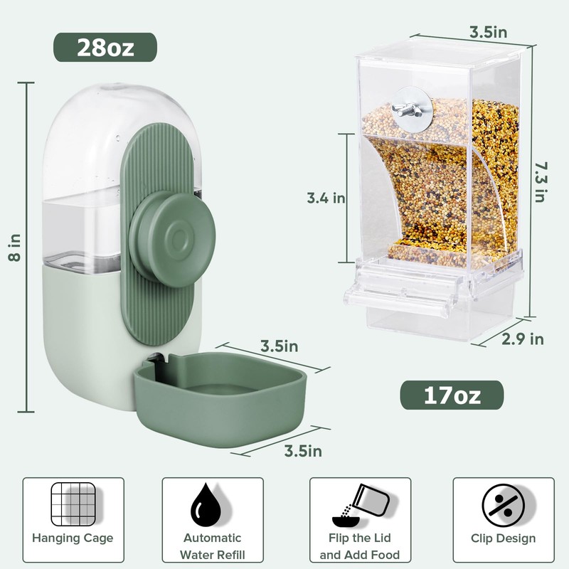 Lemtrflo No Mess Bird Feeder & Water Dispenser Set -
