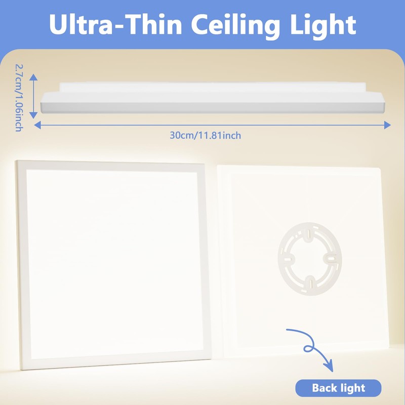 LED Ceiling Light Living Room 4000K-24W-2800LM, IP44 Waterproof Modern Simple